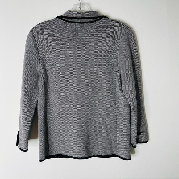 Talbots black white knit silk blend preppy office stretchy button blazer small - Picture 7 of 7